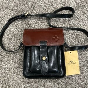 Patricia Nash black/tan crossbody leather bag